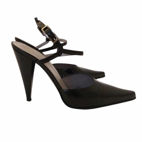 Gucci Elegant Black Stiletto Pointed-Toe Slingback Pumps Size 7 1/2 - Picture 14 of 15